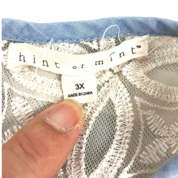 Hint of Mint Sleeveless Lace Top Oversized Relaxed Top shirt Size 3X - Picture 5 of 9